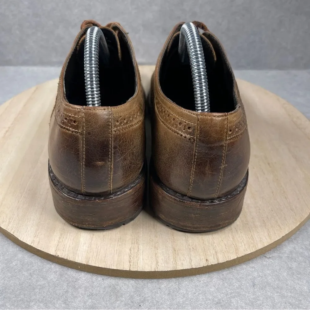 FREEBIRD Mens Steven George Brown Brogue Leather Oxford Wingtip Shoes Size 9